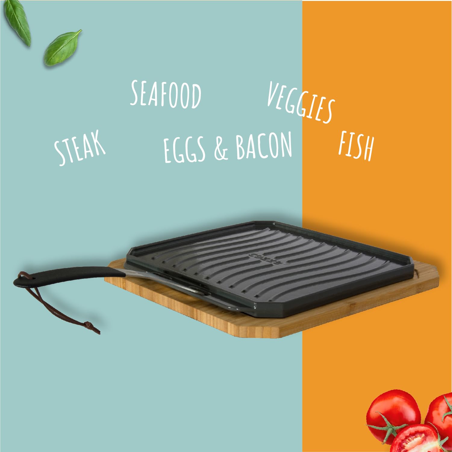 cozze-wendbare-gusseisenpfanne-33x33-cm-grillpfanne-mit-brett image 4
