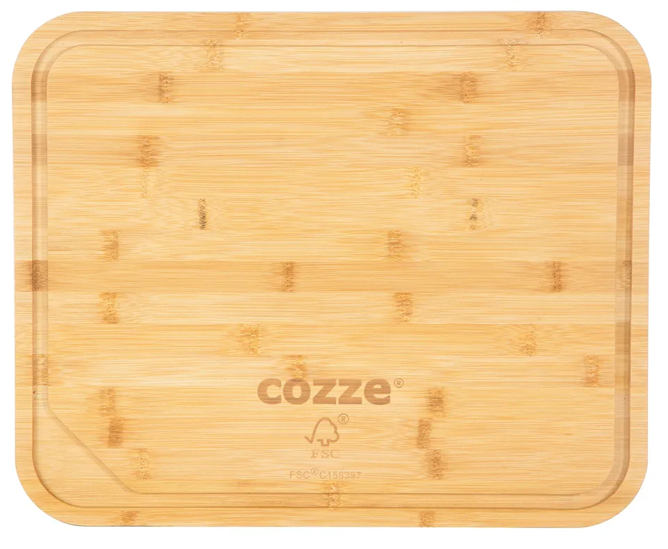 cozze-pizzaschneidebrett-43x35-cm-bambus-mit-griff-eckig image 1