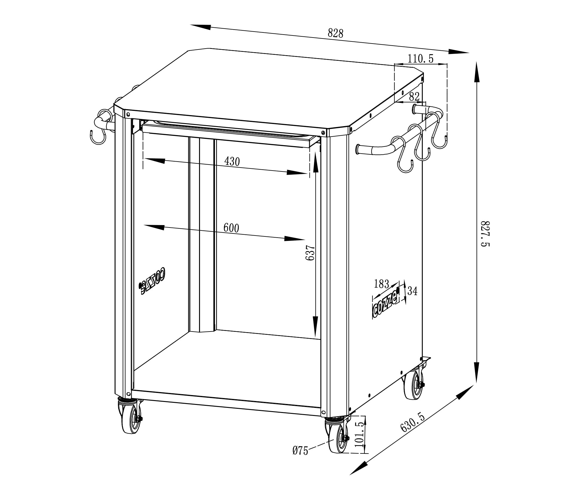 cozze-carts-tisch-outdoor-edelstahl-ausziehtisch-83x63-schwarz image 3