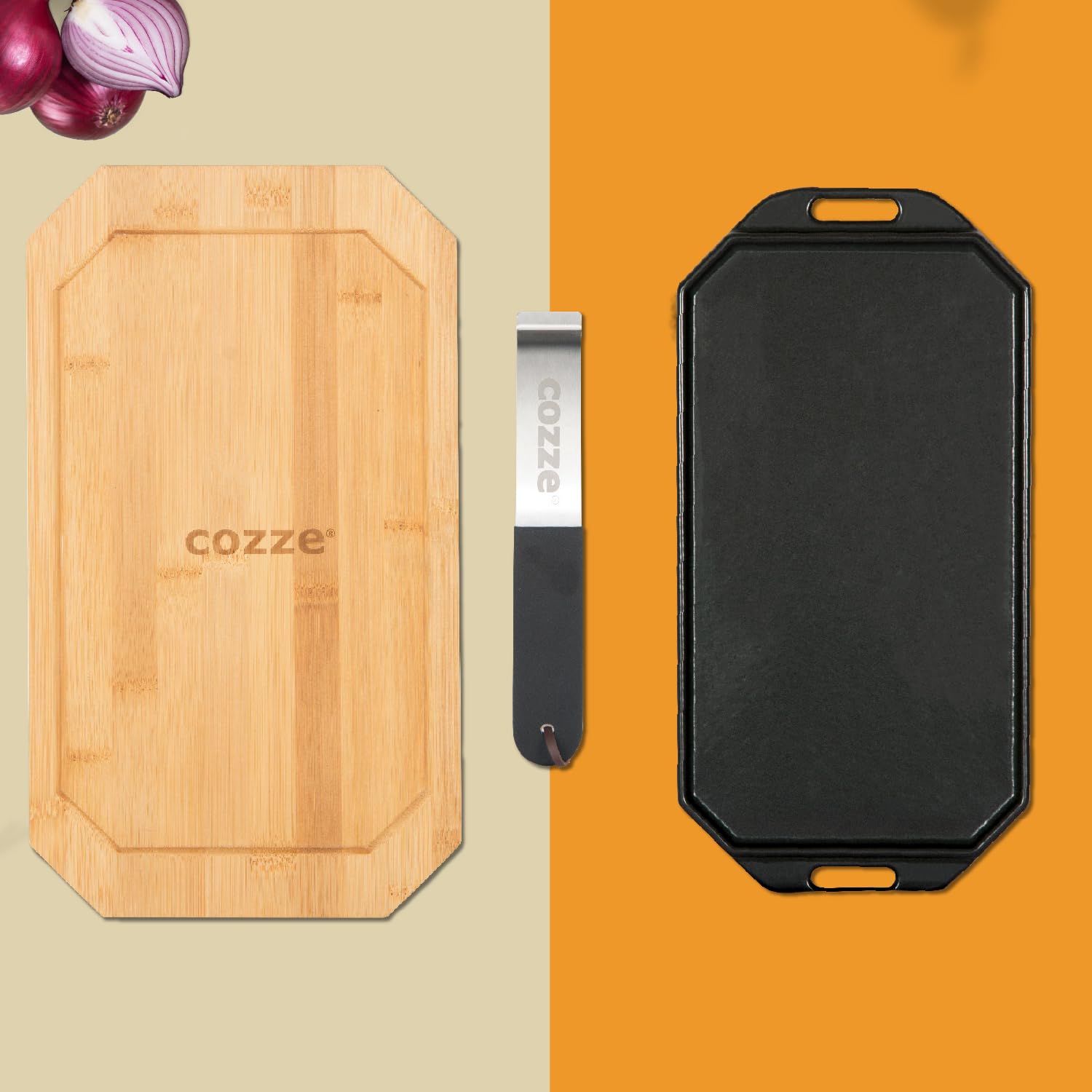cozze-gusseisenpfanne-33x16-5-cm-servierpfanne-mit-holzbrett image 3