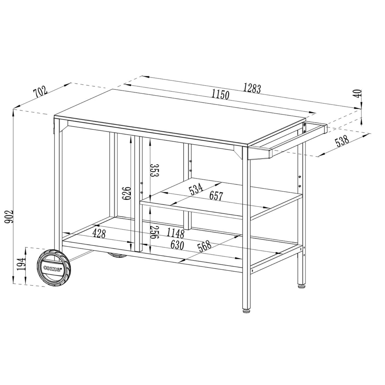 cozze-carts-tables-bbq-station-90x115x60-grilltisch-100-kg image 4