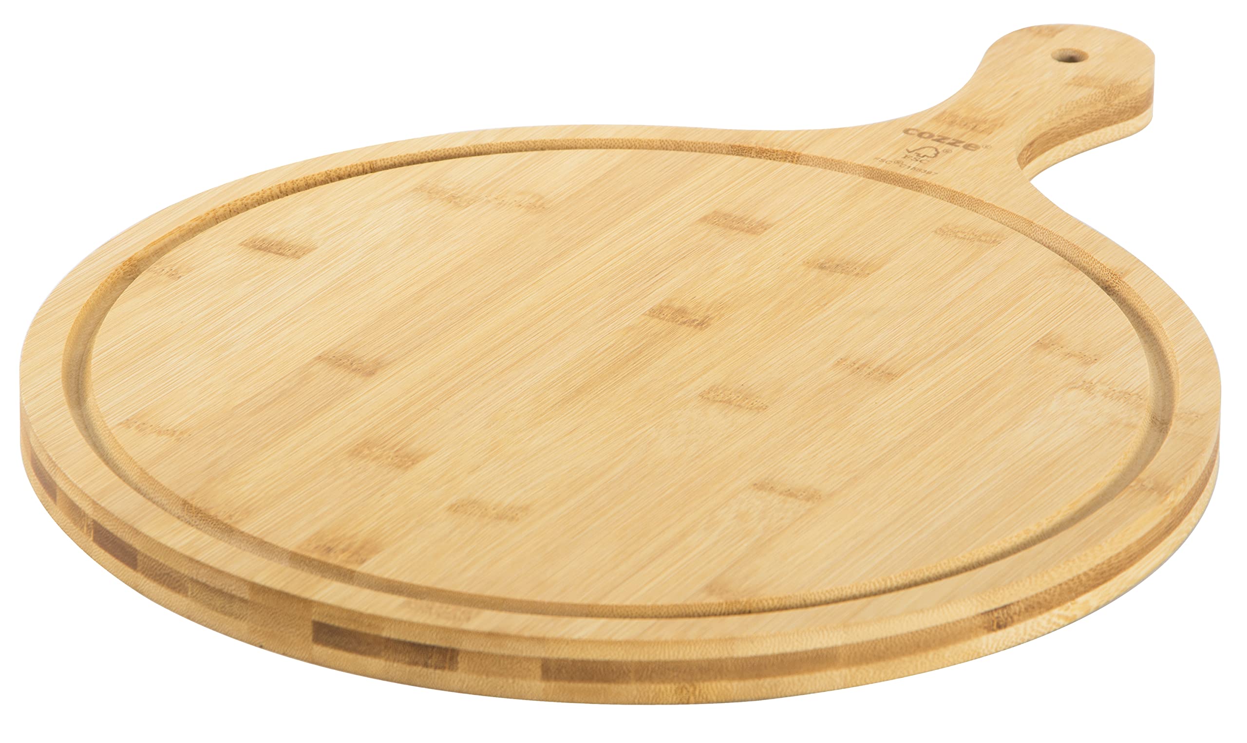 cozze-pizzabrett-bambus-35-cm-servierbrett-mit-griff image 2